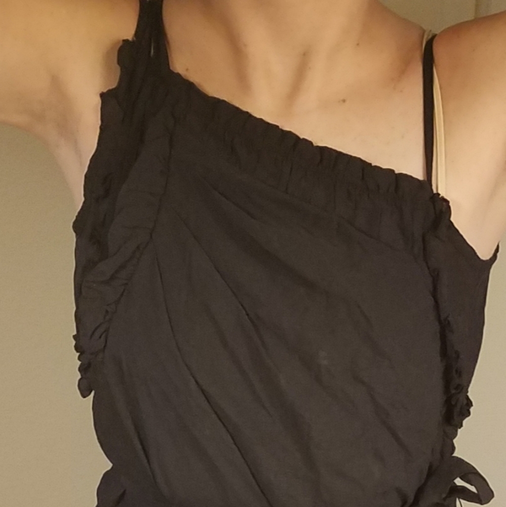 Weird Asymmetrical Dress Black Light Belted Anama